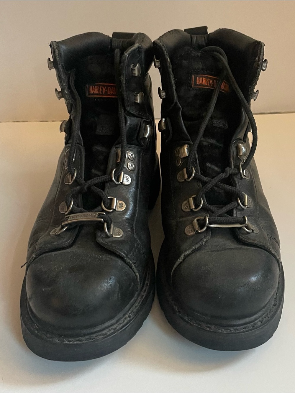 Harley-Davidson Vintage Women’s Black Leather Lace-Up Biker Boots